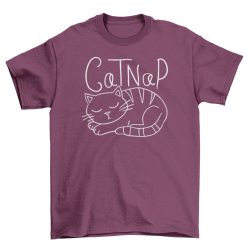 Cat Nap T-Shirt - MAROON - S