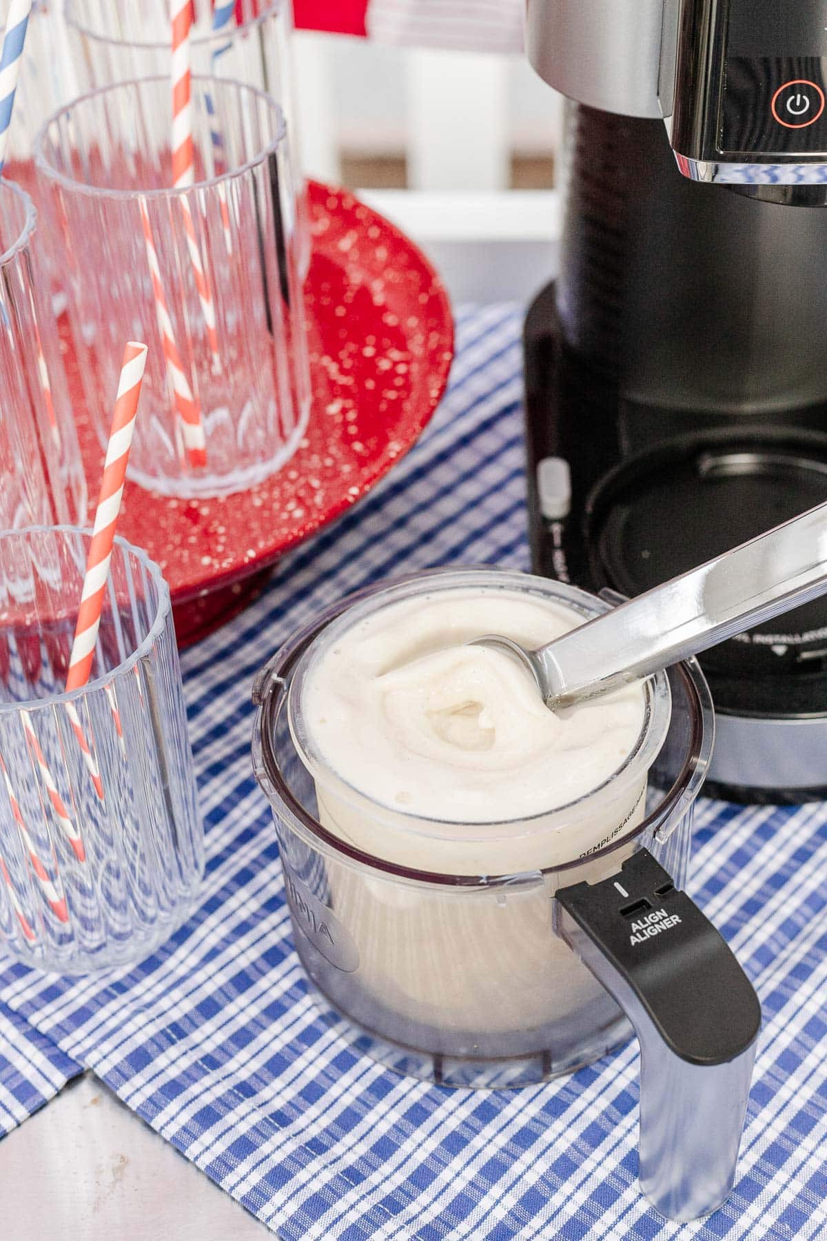 how to make a soft serve vanilla protein ice cream in the Ninja Creami ice cream maker using just 3 ingredients