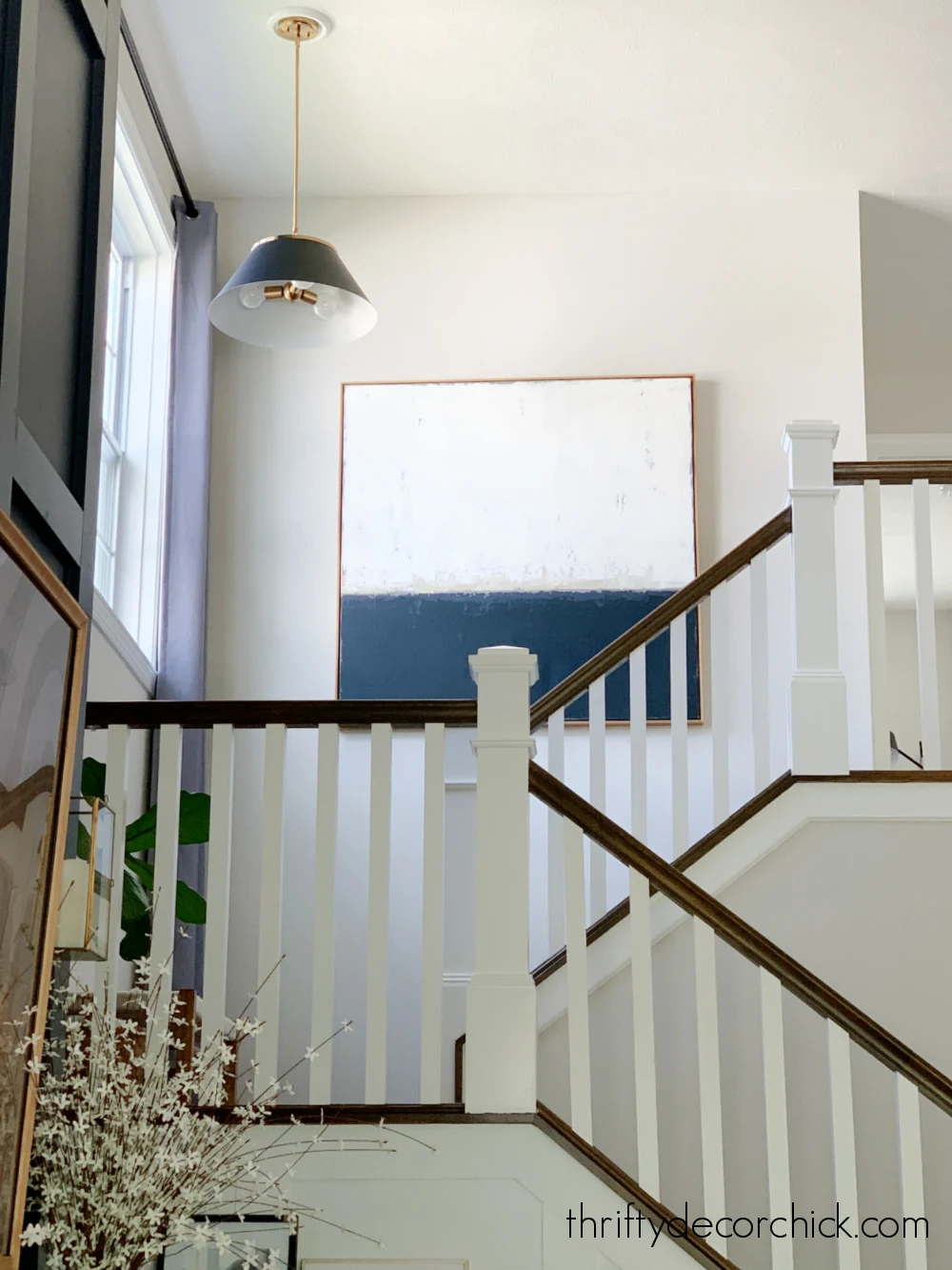 hanging light open stairway