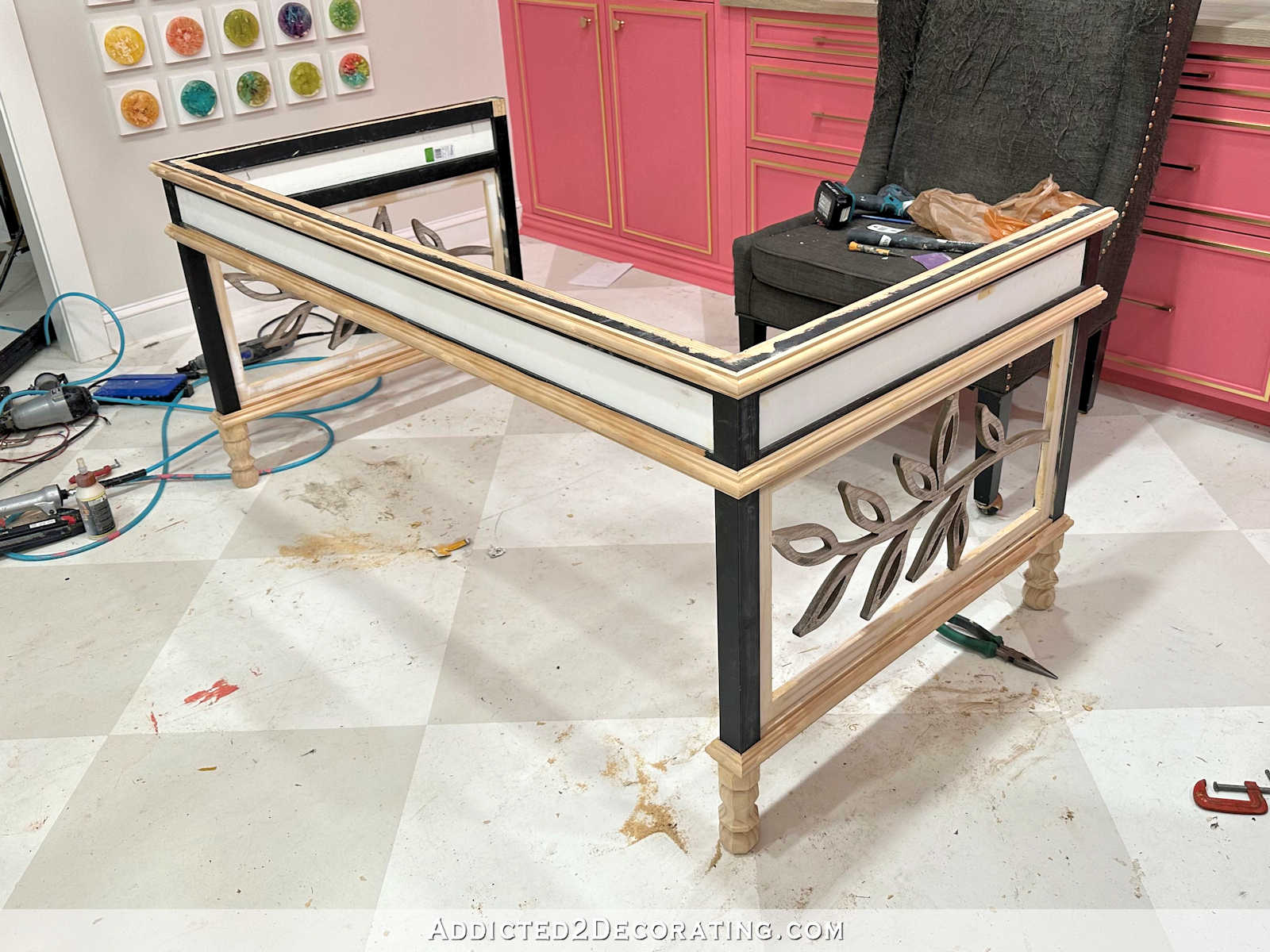 Studio Desk Makeover – Part 3 - Adding Trim, Furniture Feet, and Other Details