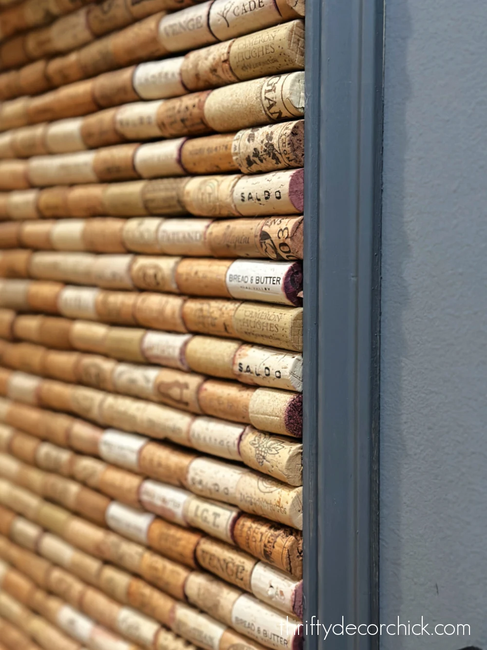 DIY wine corks in wall frame