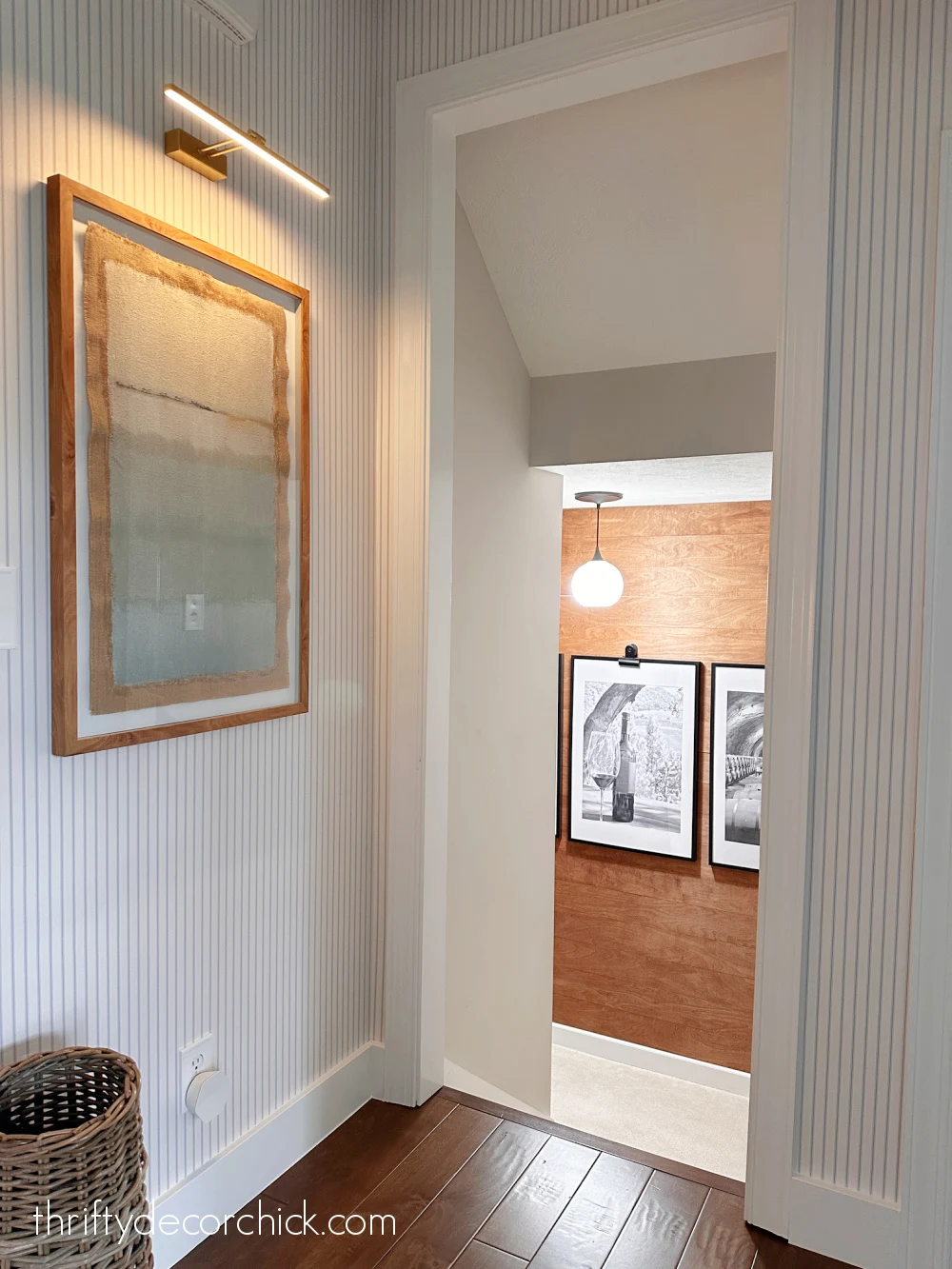 wood planked wall on stairway