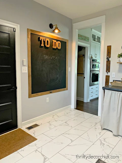 large DIY chalkboard on drywall