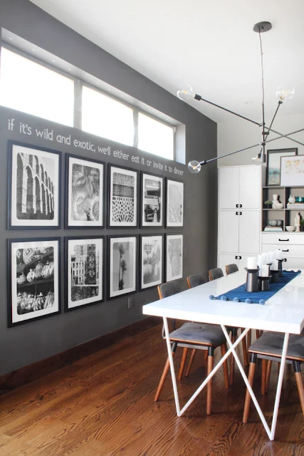 Modern black and white gallery wall