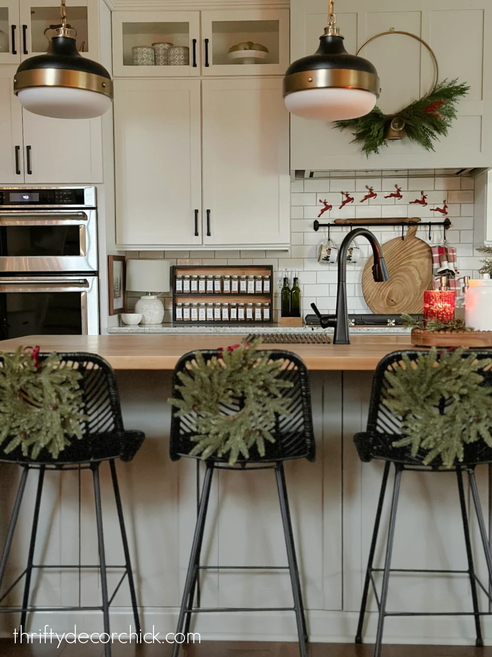 christmas decor over stovetop