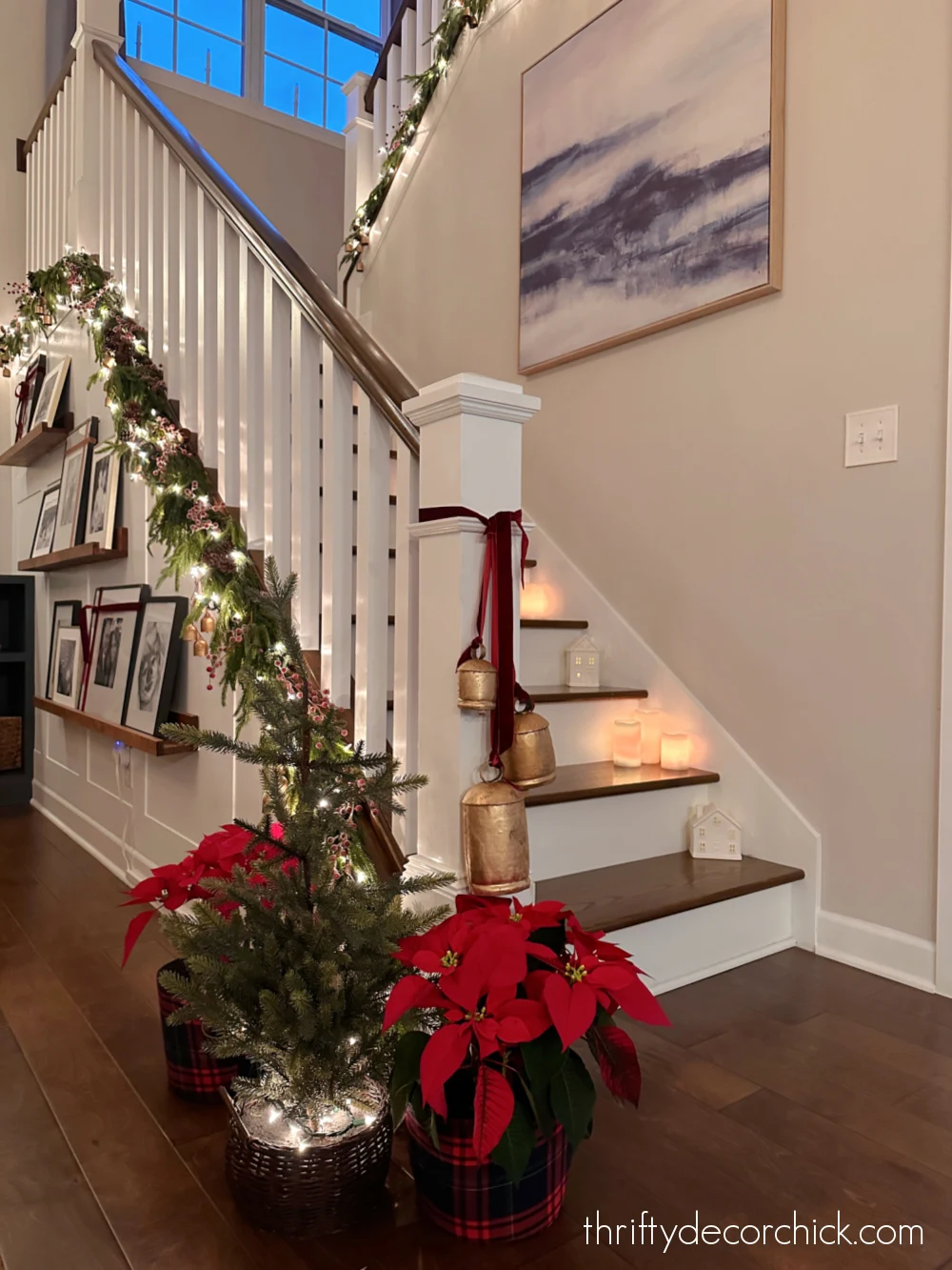 Christmas stair decor and garland