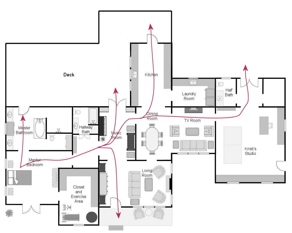 determining traffic patterns through house for a wheelchair user -- accessible design 