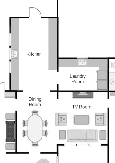 floor plan for kitchen addition on a late 1940s ranch style house