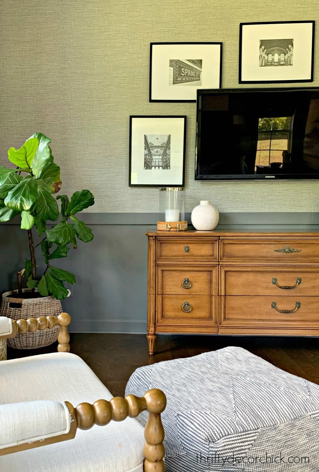 wood dresser with TV