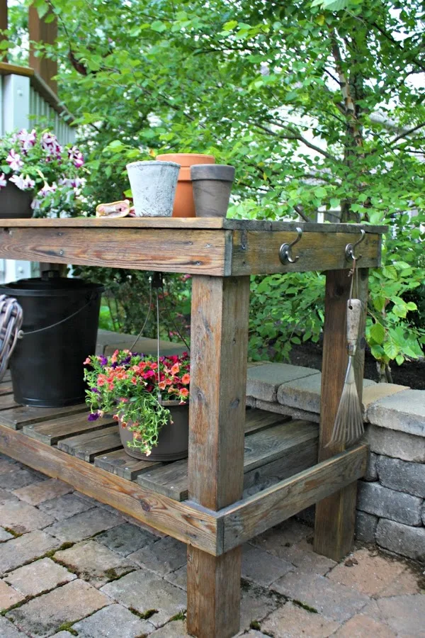 refinished cedar potting bench