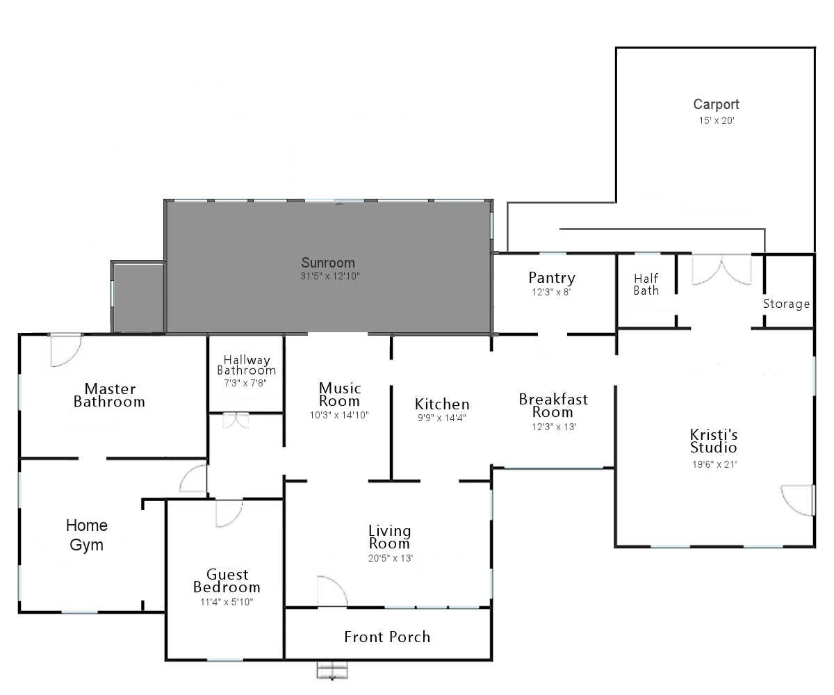 current floor plan on late 1940s ranch style house