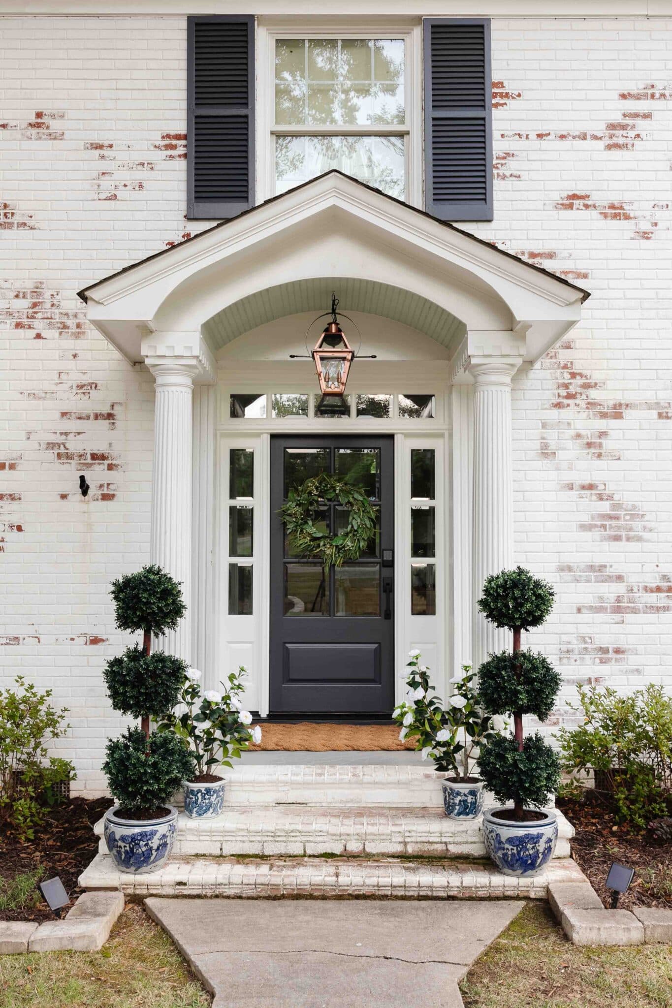 colonial front door makeover with charleston style decor