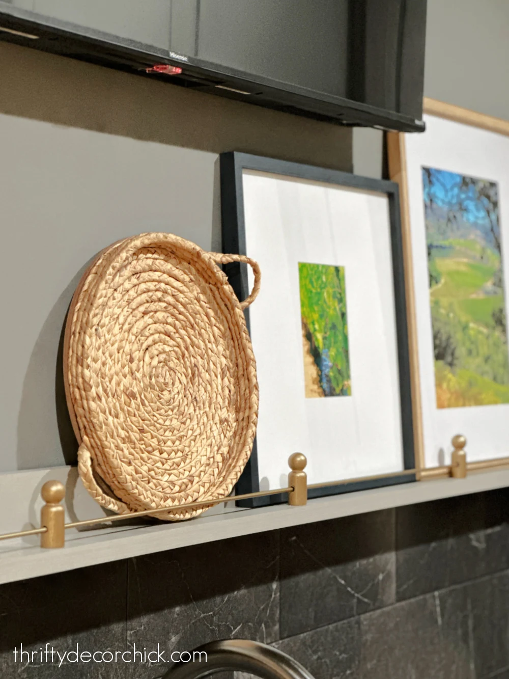 DIY brass shelf gallery rail