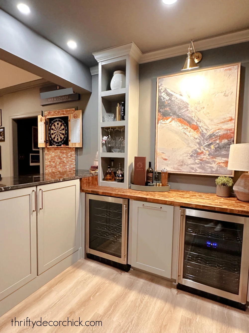 kitchen with bookcases on counters