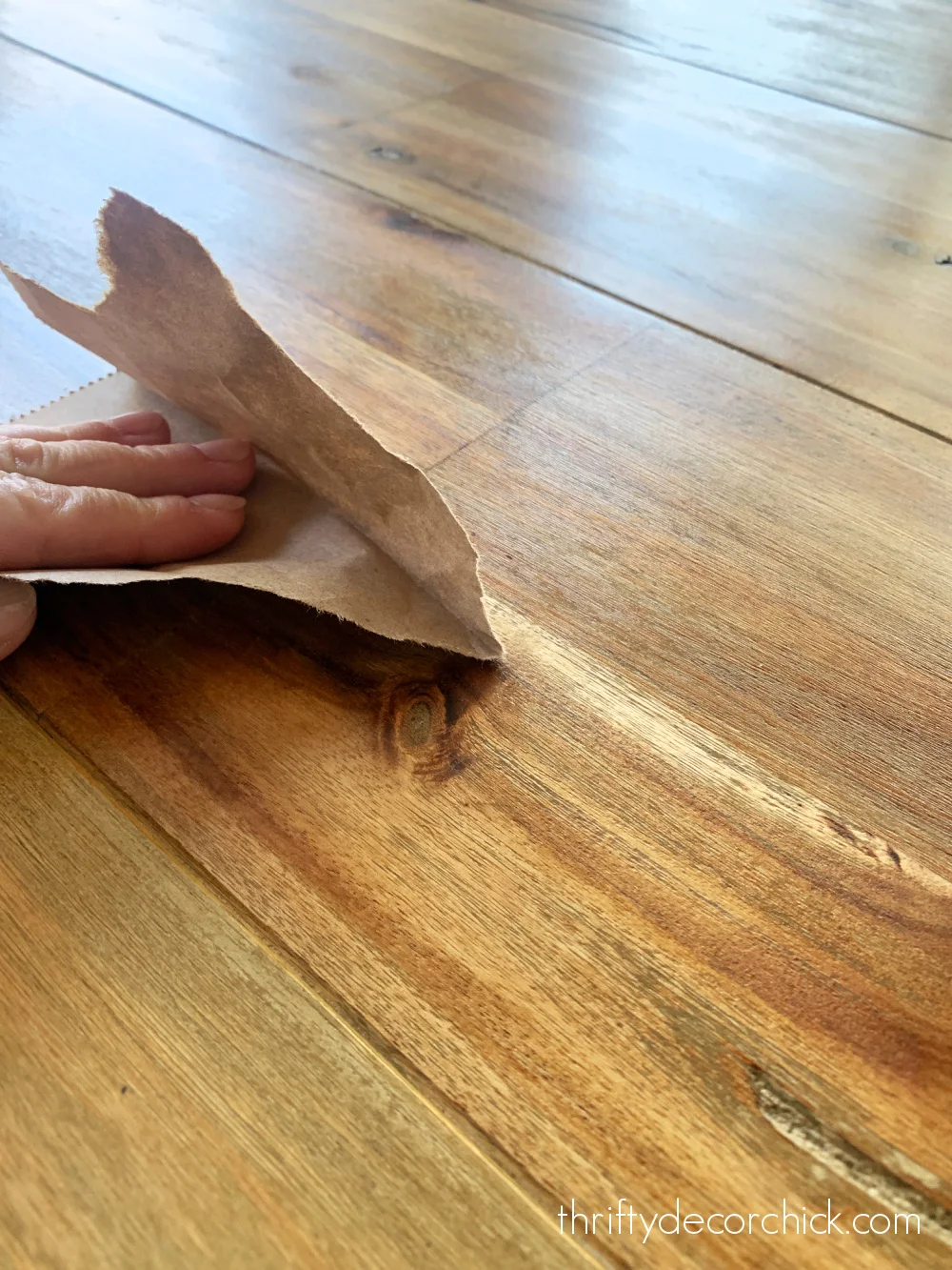 sanding with paper bag