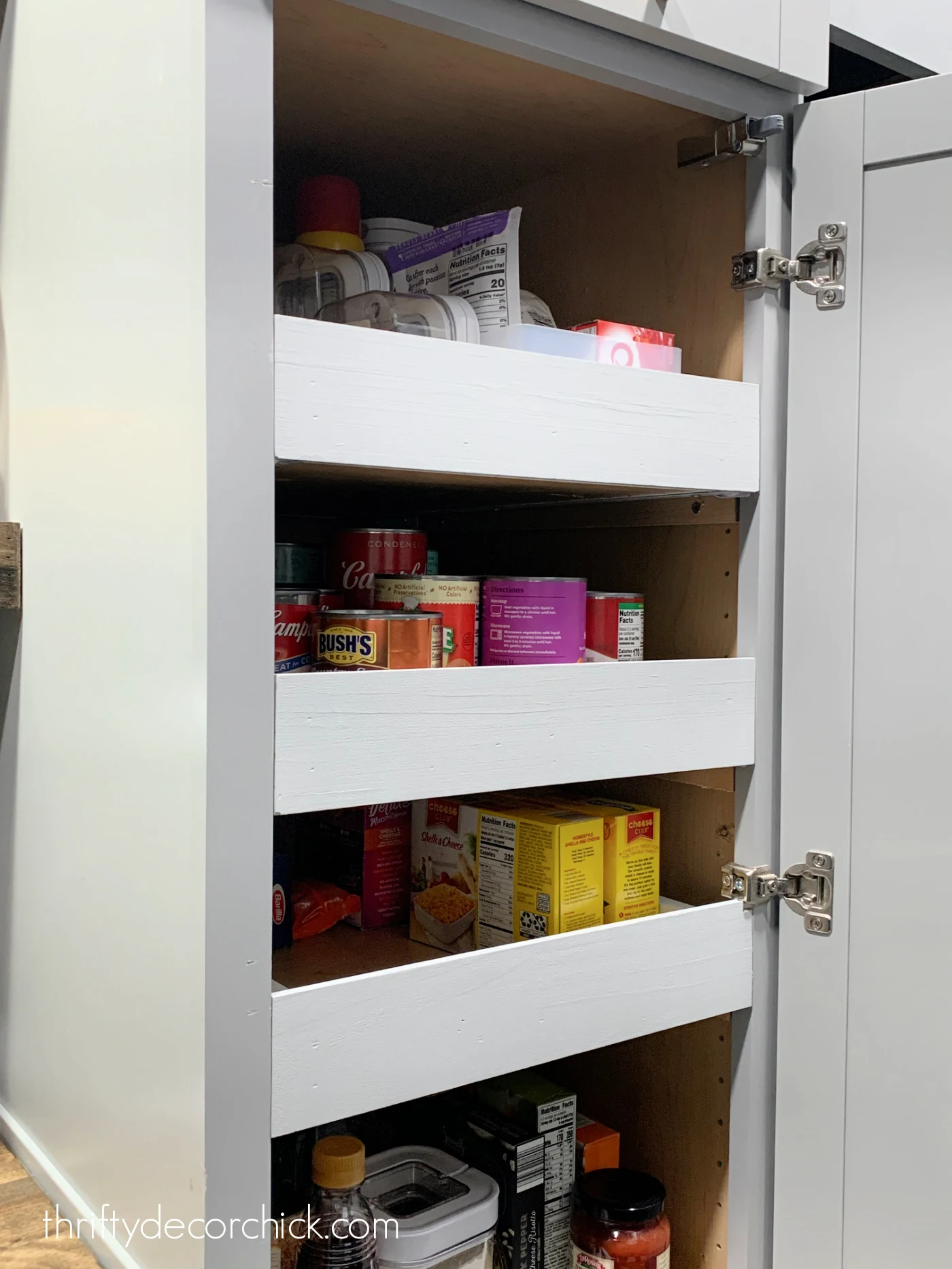 DIY pull out shelves in pantry