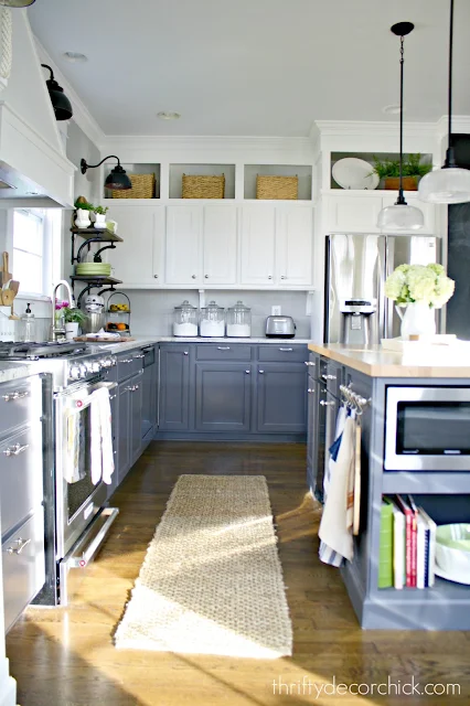 painted white gray kitchen cabinets