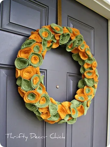 fall felt flower wreath