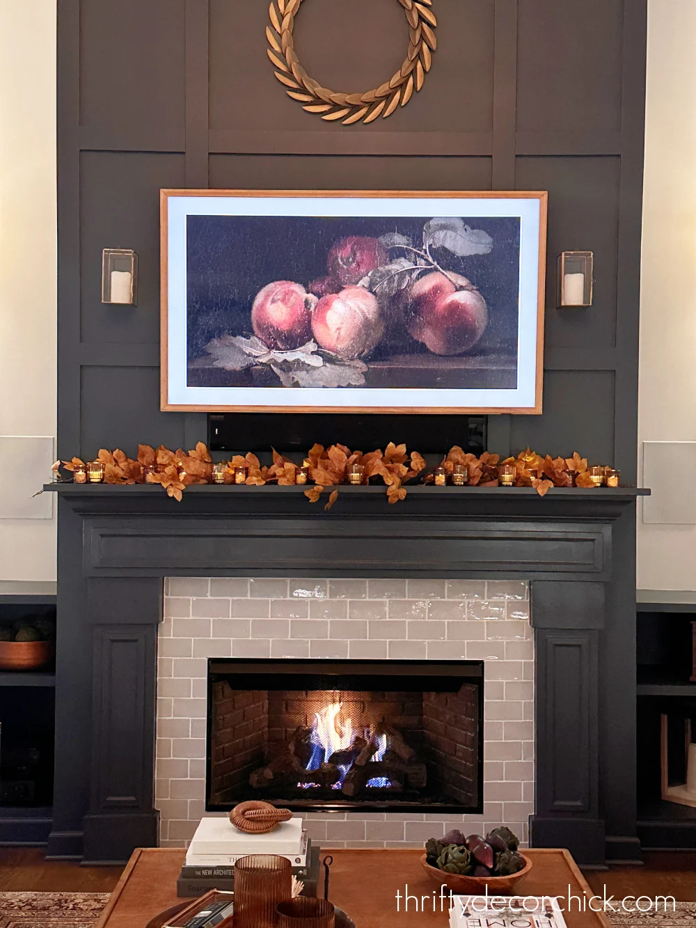 brown maple leaf mantel