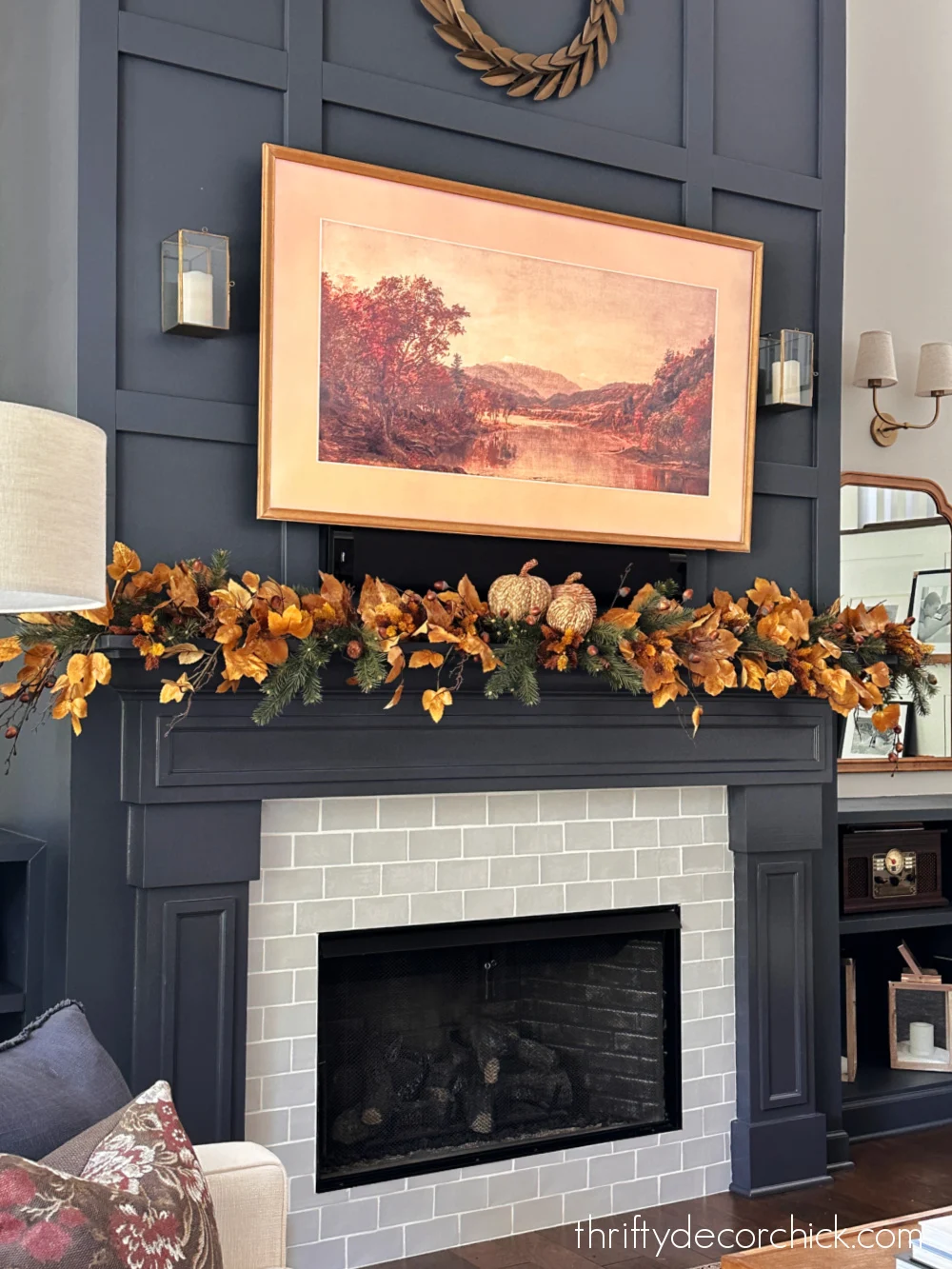 woodland fall themed mantel