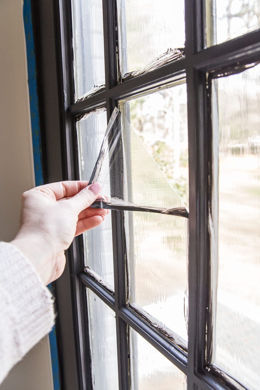 using mask and peel to paint French doors