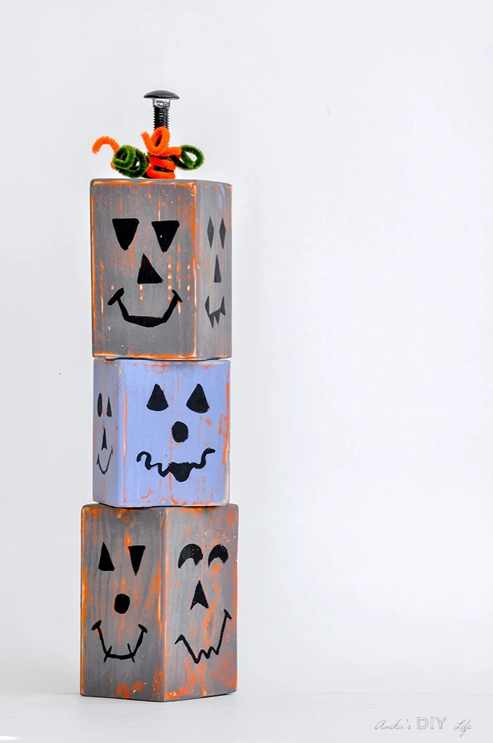 DIY wood pumpkin blocks