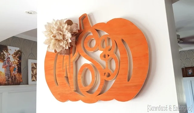 Wood pumpkin monogram