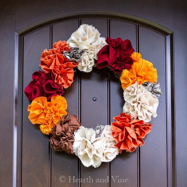 Fabric pouf fall wreath