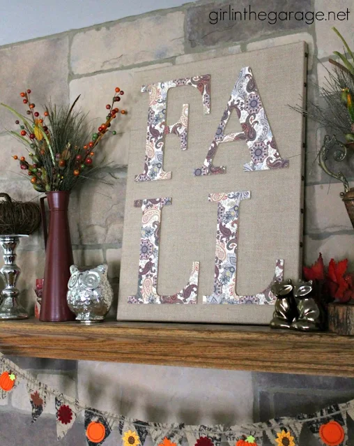 fall sign with scrapbook paper