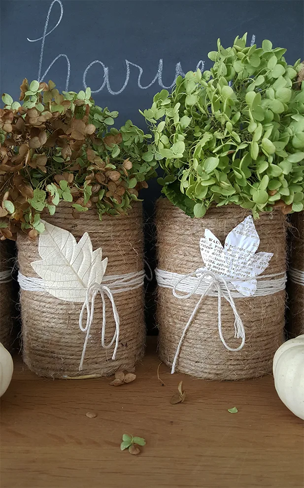 jute fall DIY vases