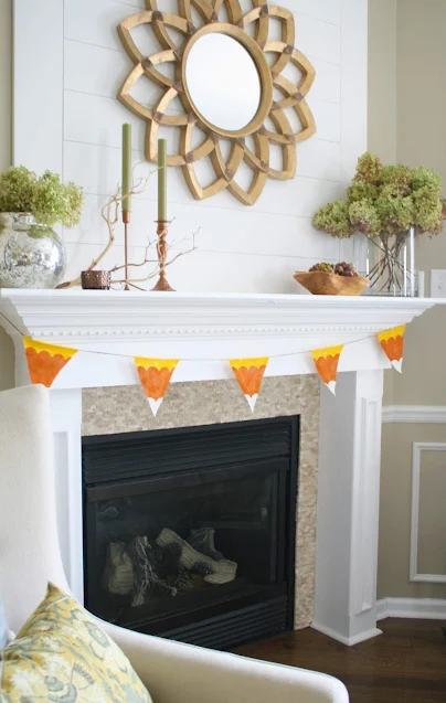 DIY candy corn bunting garland