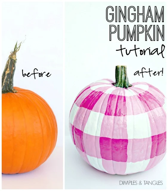 Gingham paint pumpkins