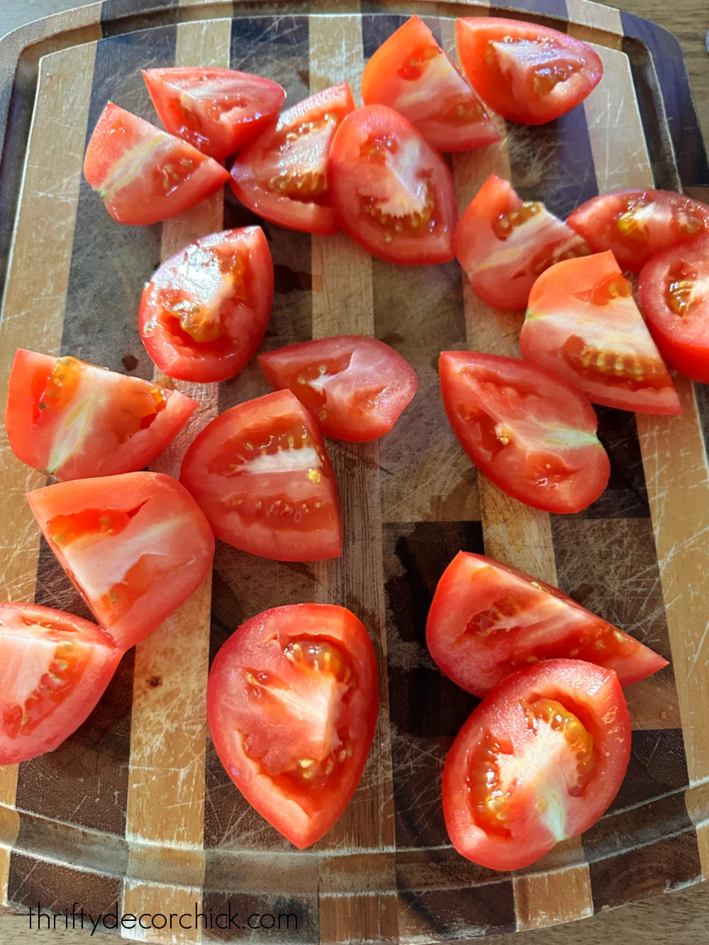 quartered Roma tomatoes