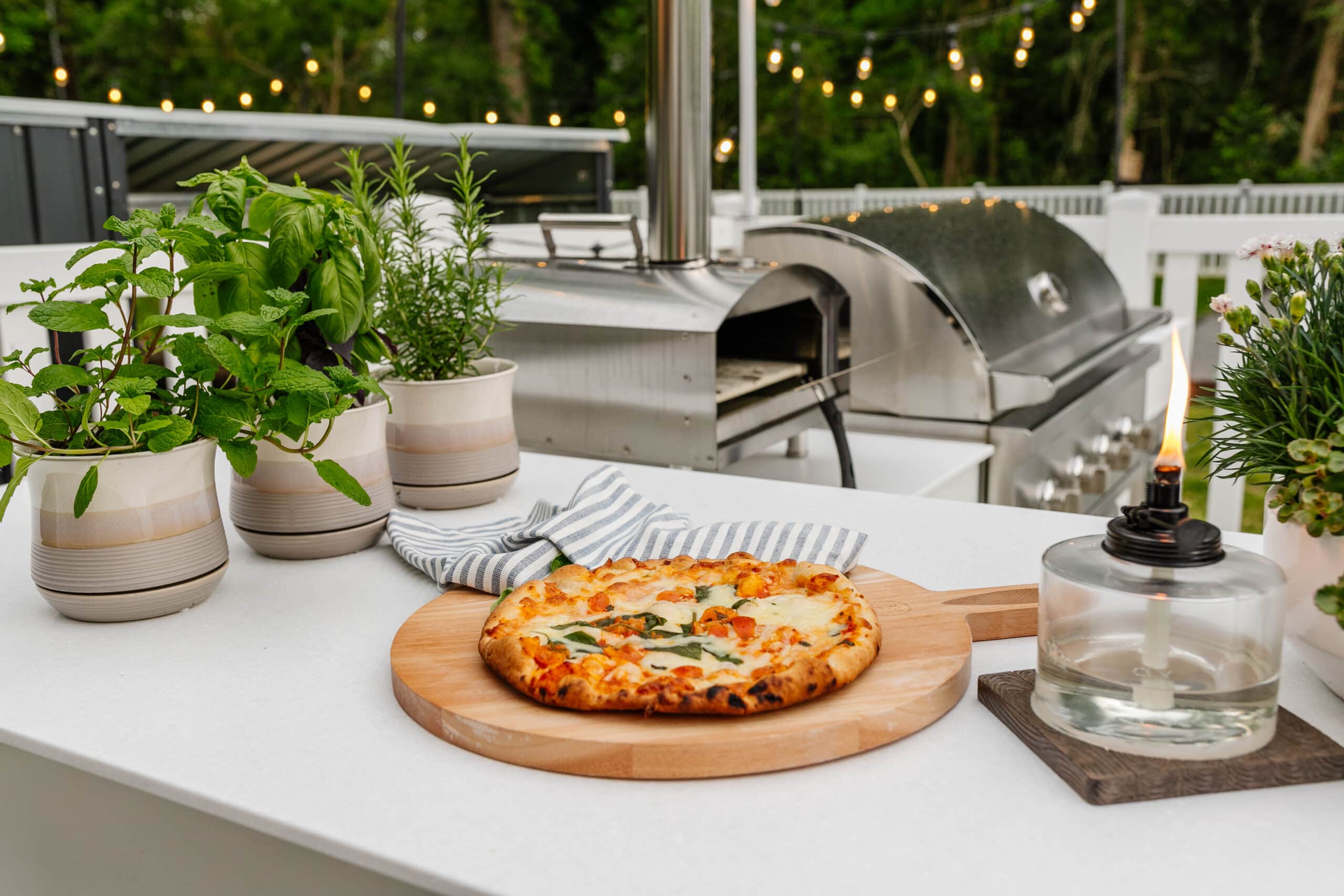 homemade pizza in a pizza oven