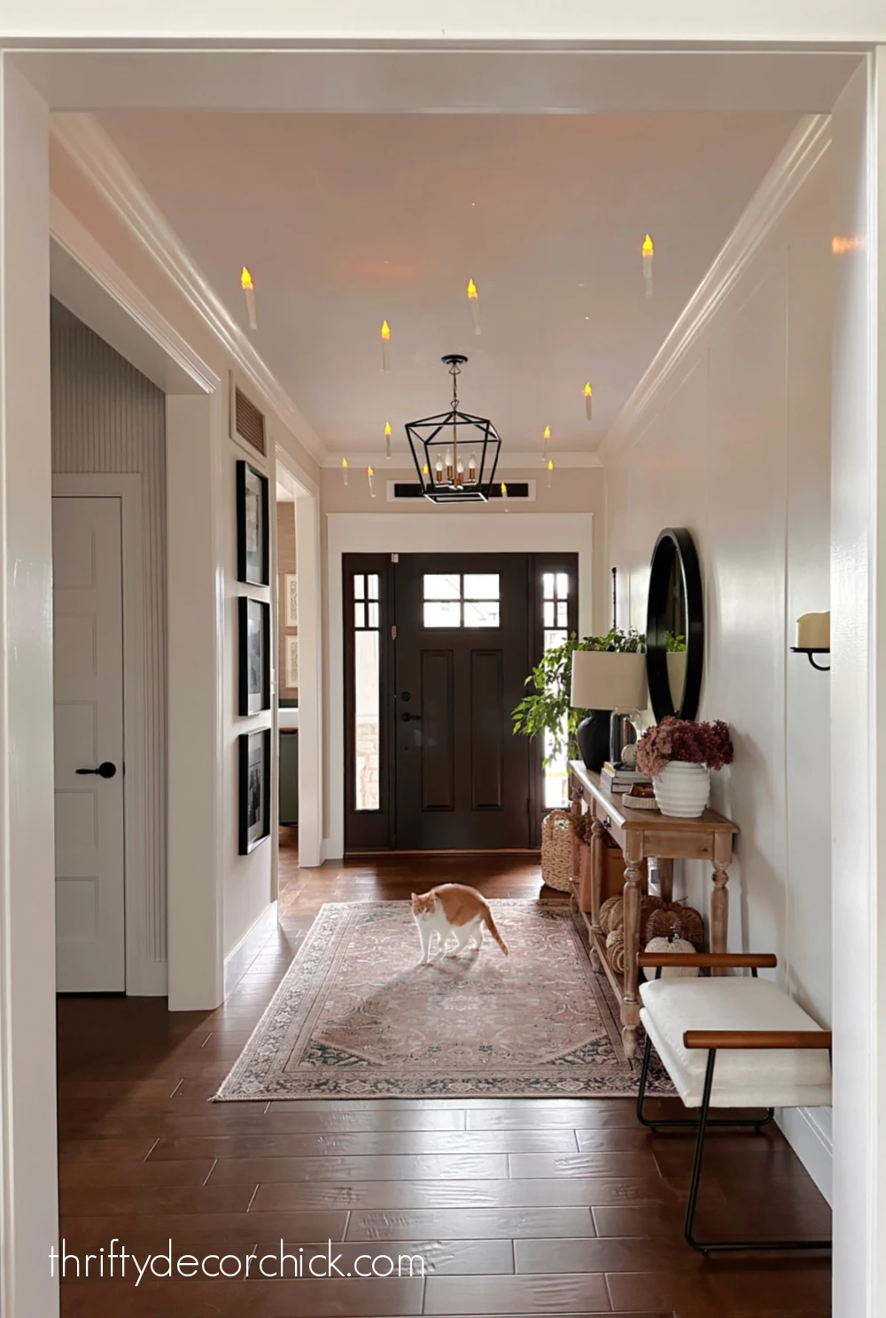 fall foyer with hanging candles