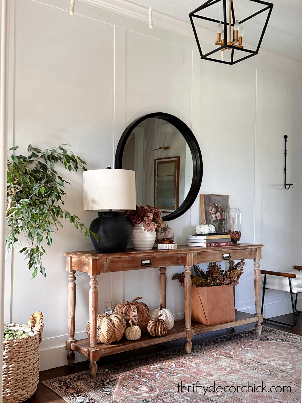 fall decor on Everett console table