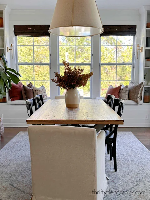 dining room with long window seat