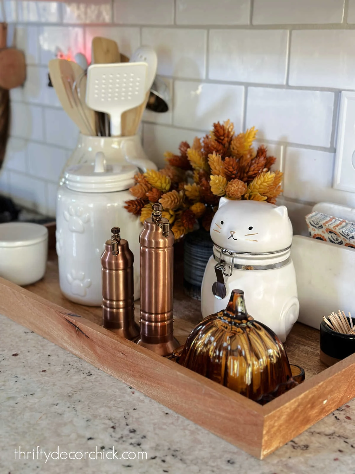 fall decor kitchen tray