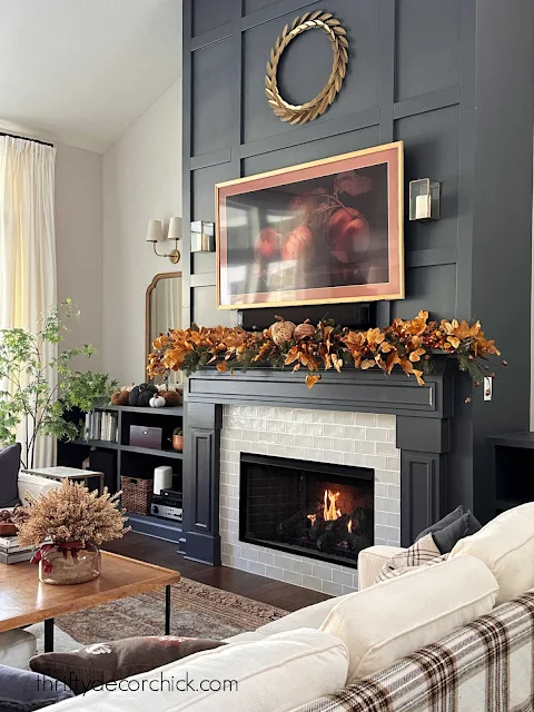 cyberspace dark blue fireplace