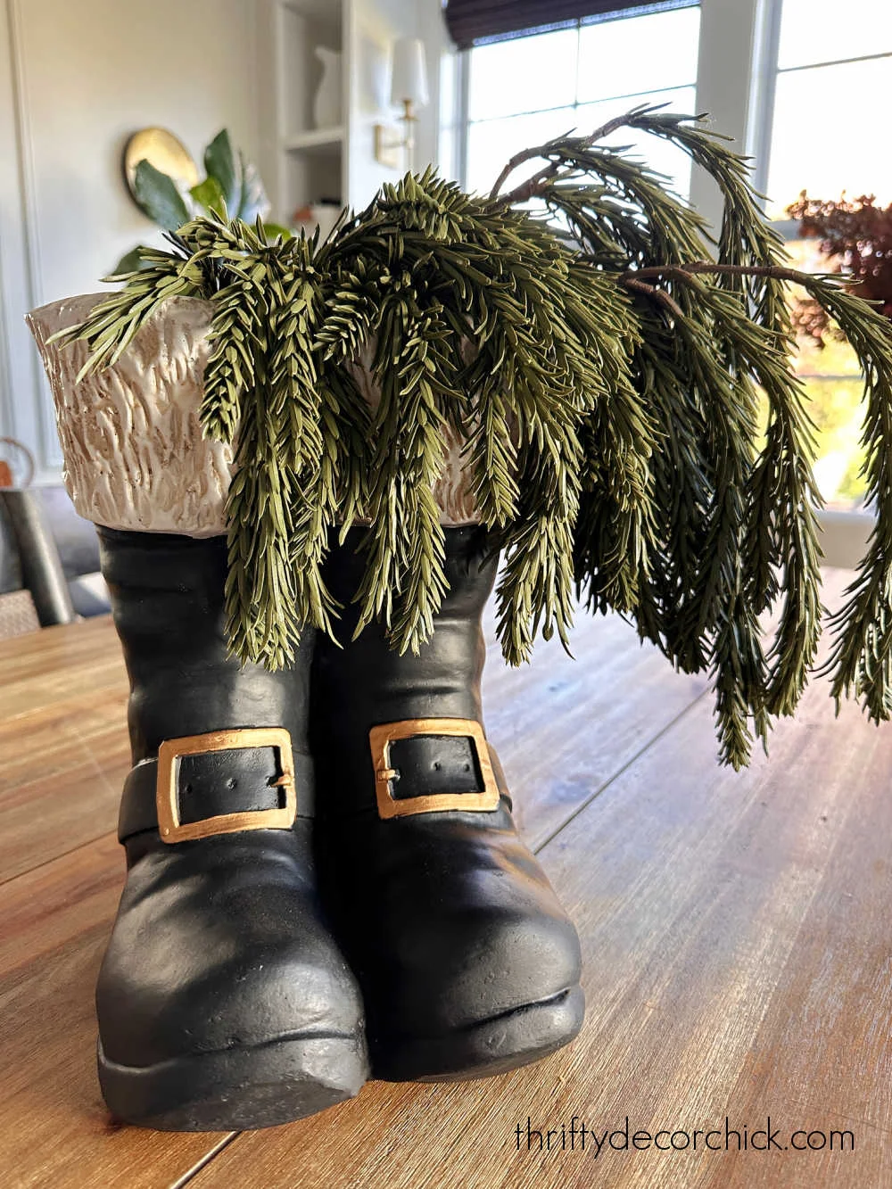 greenery black Santa boots