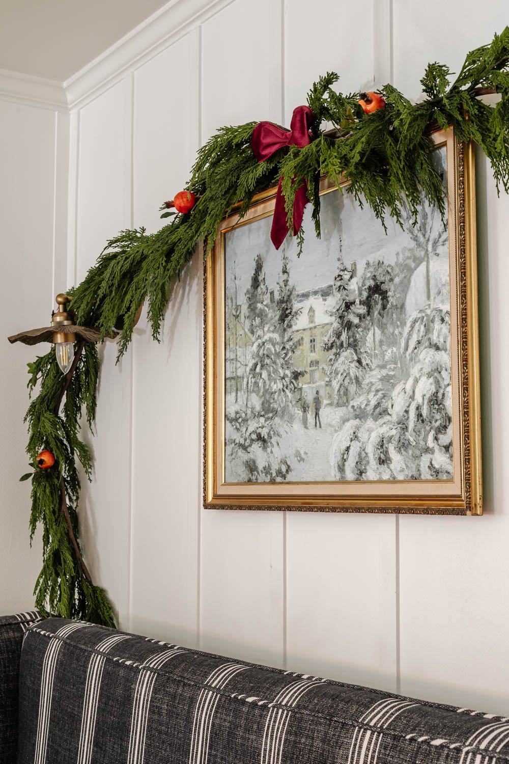 realistic garland over winter art