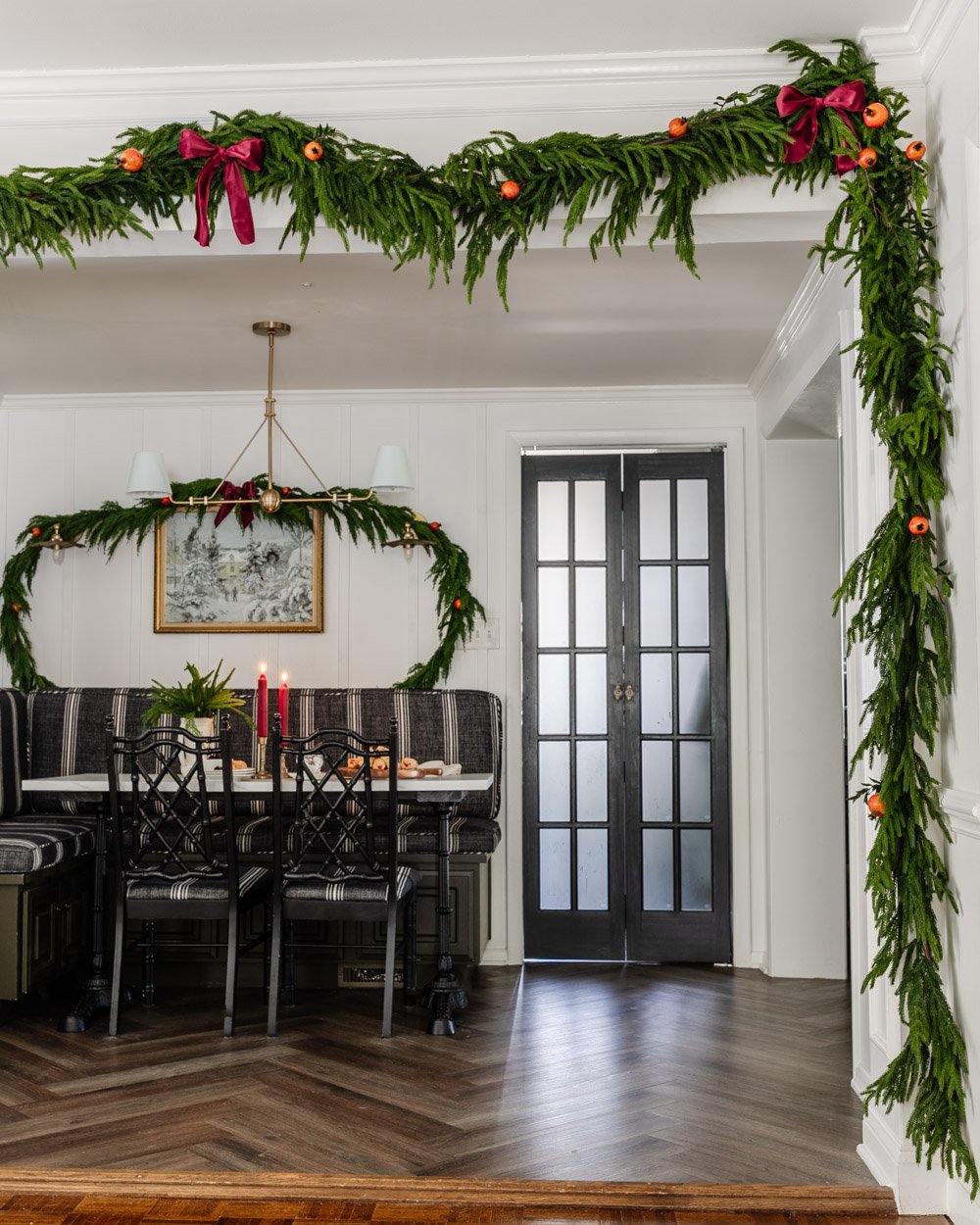 real looking garland around doorway